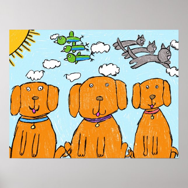 "Puppies in the Sun" Happy Poster (Frente)