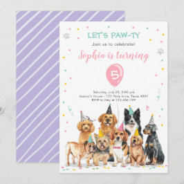 Puppy Aniversário Convite Festa de Cães Garota Paw