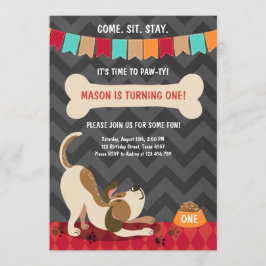Puppy Birthday Convite Paw-ty Puppy Festa