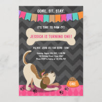 Puppy Birthday Convite Paw-ty Puppy Festa