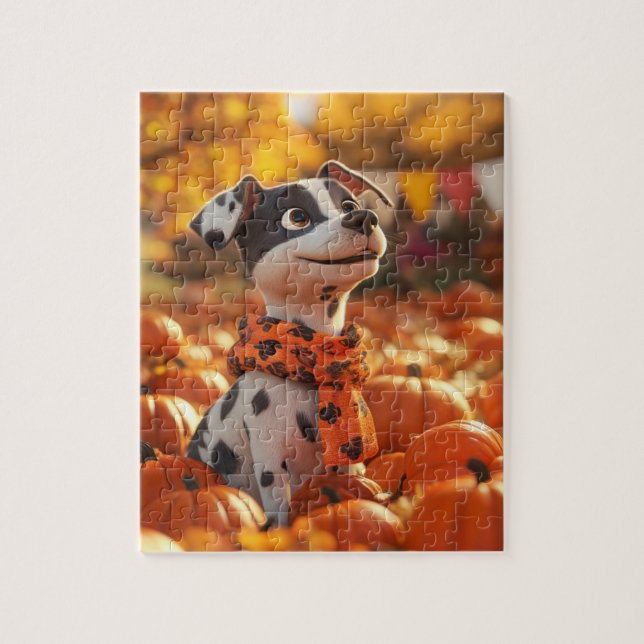 Puppy e Pumpkins Quebra-cabeça (Vertical)