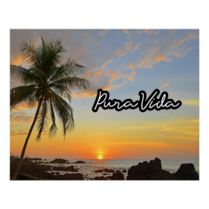 Pura Vida Costa Rica Sunset Beach Art Impressão