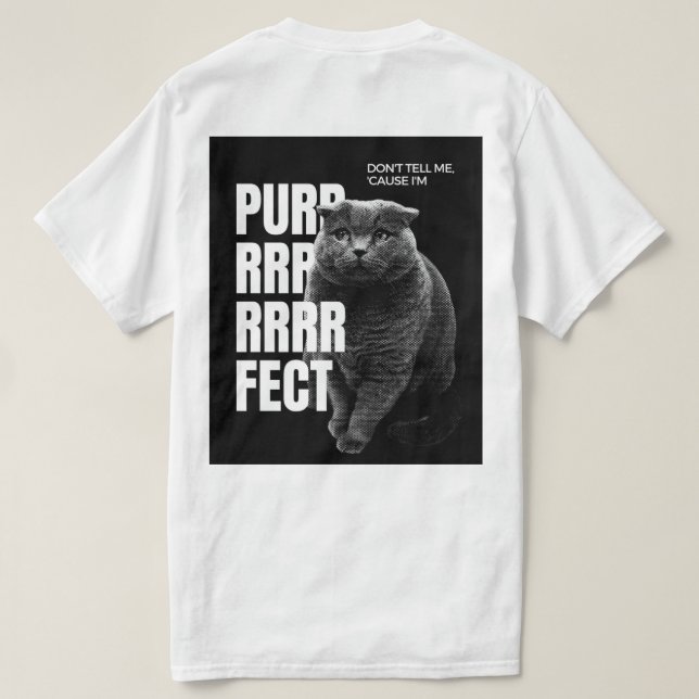 Puramente Feito - Grunge Cat Attitude T-Shirt (Verso do Design)