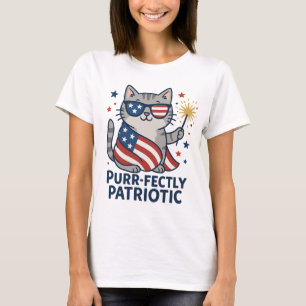 Puramente Patriótico 4 de julho de Cat T-Shirt