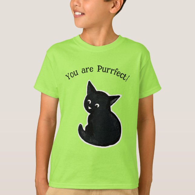 Purfect Black kitten T-Shirt (Frente)