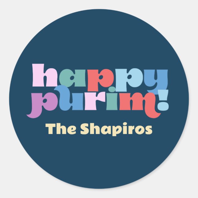 Purim Sameach etiquetas para macho (Frente)