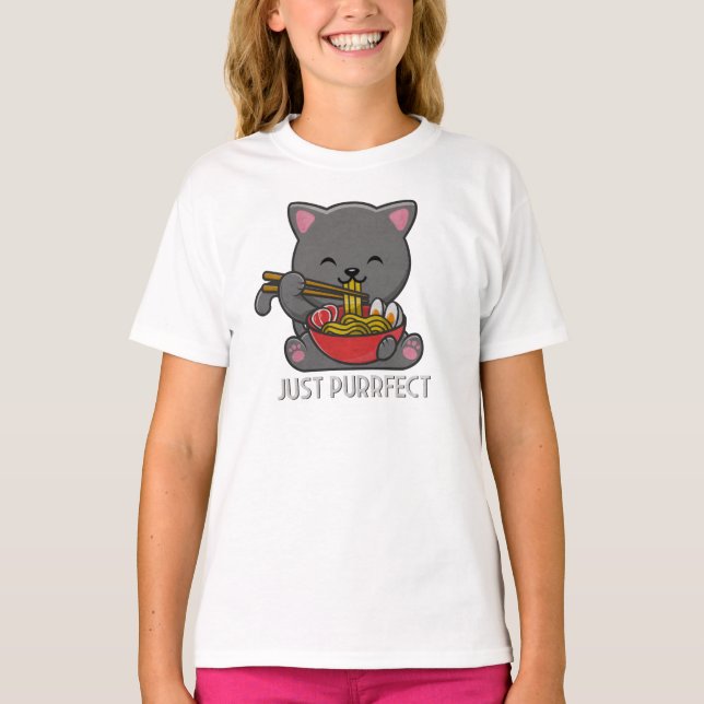 Puro - T-Shirt Ramen Comendo Gato (Frente)