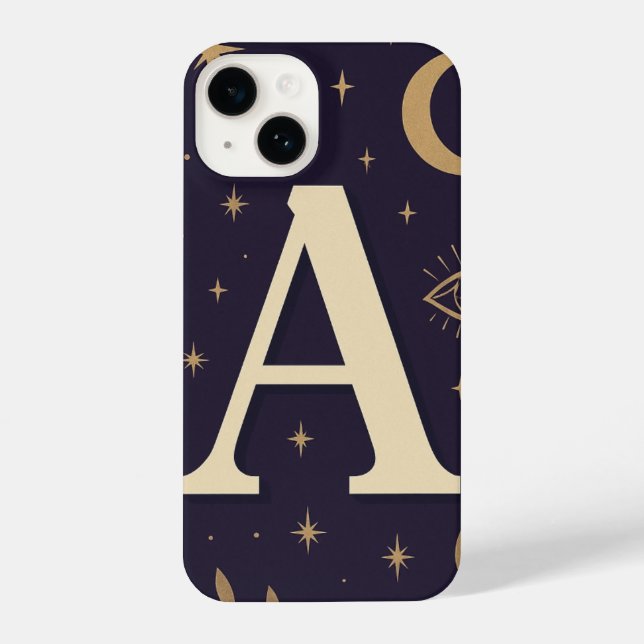 "Purple A Letter Phone Case – Cute Starry Design,  (Verso)