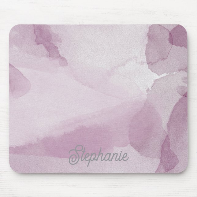 Purple Abstract Watercolor Personalized Mouse Pad (Frente)