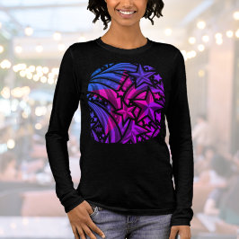 Purple Blue Pink Stars Nome Gráfico T-Shirt