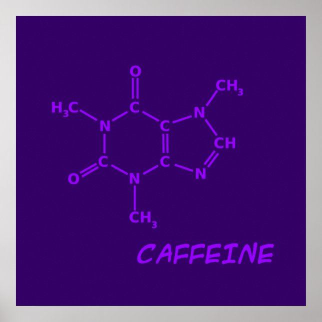 Purple Caffeine Molecule Poster (Frente)