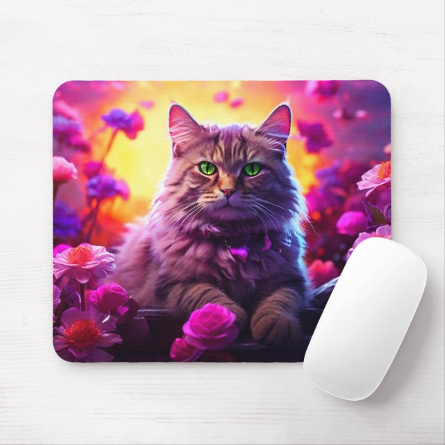 Purple Cat Mouse Pad – Perfect Gift for Cat Lovers (Com mouse)