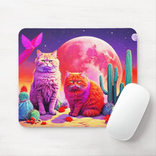 Purple Cat Mouse Pad – Perfect Gift for Cat Lovers (Com mouse)