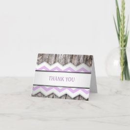 Purple Chevron & Wood Rustic Obrigado Cartões