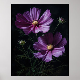 Purple Cosmos Flowers Art Impressão Poster