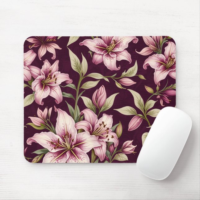 Purple Floral Mousepad (Com mouse)