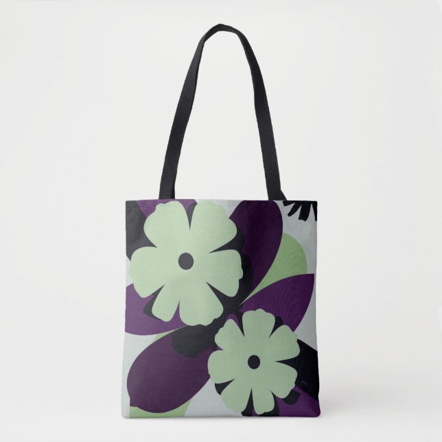 Purple Floral Tote Bag – Modern Minimal Design (Frente)