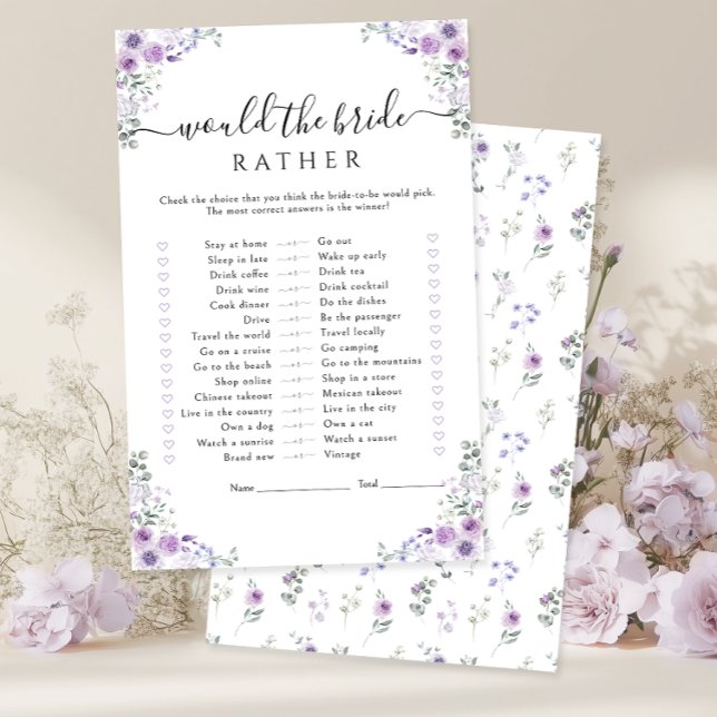 Purple Floral Would the bride rather Game (Criador carregado)