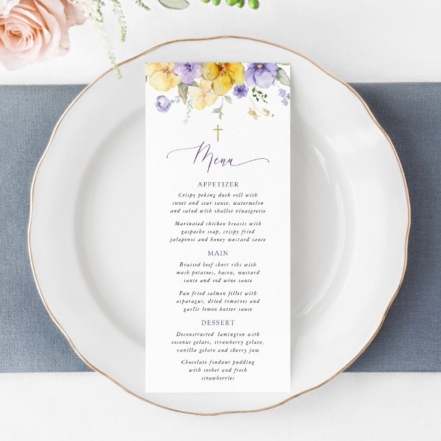 Purple Flowers, Yellow Flowers, Baptism Menu (Criador carregado)