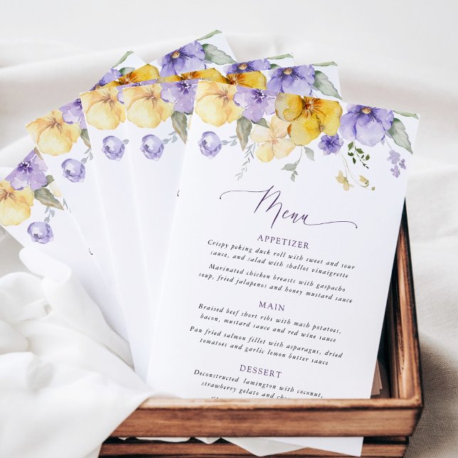 Purple Flowers, Yellow Flowers, Bridal Shower Menu (Criador carregado)