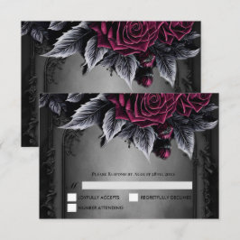 Purple Gothic Halloween Wedding RSVP Card
