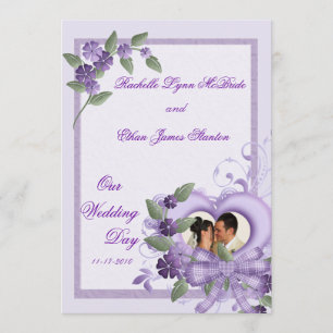 Purple Heart que Wedding os convites 5x7 da foto