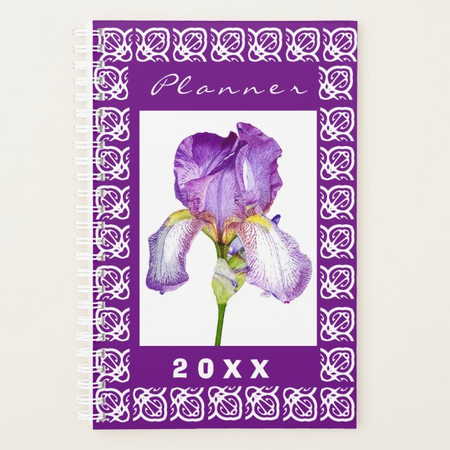 Purple Iris | Planejador de Arte Floral de Aquarel (Frente)