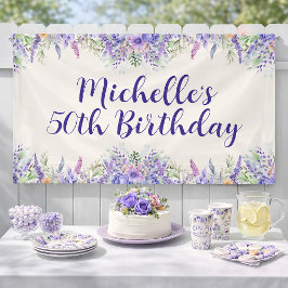 Purple Lavender Floral 50th Birthday