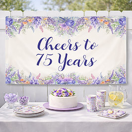 Purple Lavender Floral 75th Birthday