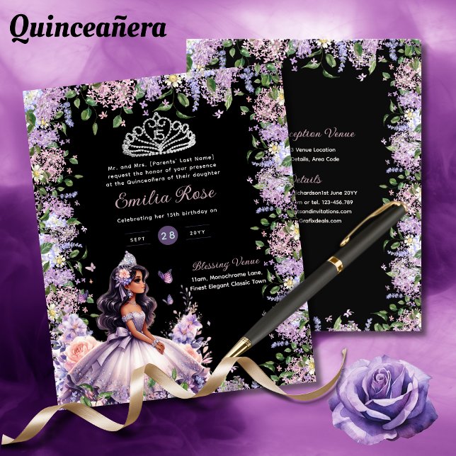 Purple Lilac Quinceanera Vestido Floral Wisteria (Criador carregado)