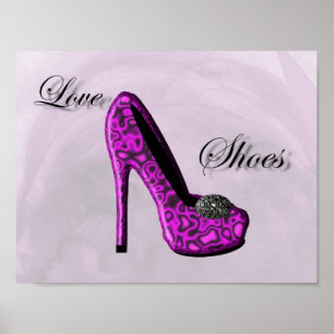 Purple Love Shoes Stiletto Fashion Poster