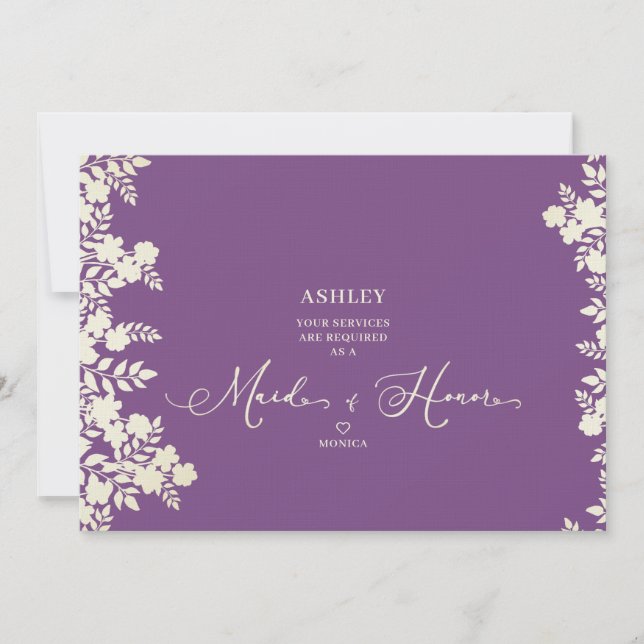 Purple Maid of Honor Proposal Botanical Frame (Frente)
