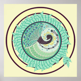 Purple Nouveau Peacock Art Poster