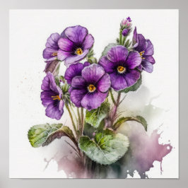 Purple Primrose Flowers Art Impressão