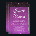 Purple Sparkle Sky Sweet 16 Aniversário Convite<br><div class="desc">Violet Purple Sweet Sessenta,  Starry Night Sparkle Convite de festas Roxo de Ombre com Corte de Folha Prateada. Este convite é perfeito para a Festa de aniversário Sparkle Girly Sweet 16 que está a tentar celebrar em Purple.</div>