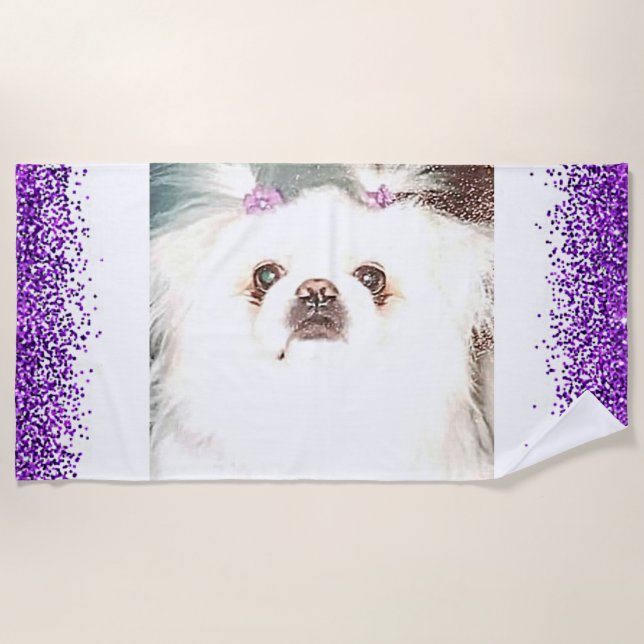 Purple Sparkle "Sugar" - Toalha de Praia de Cão (Frente)