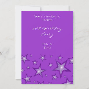 Purple Stars convite vertical roxo