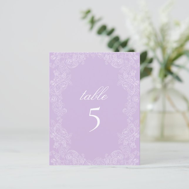 Purple Victorian Wedding Table Number Sign (Em pé/Frente)