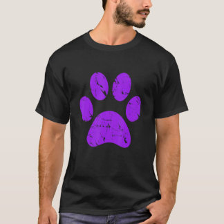 Purple Vintage Paw Print Dog Novelty T-Shirt