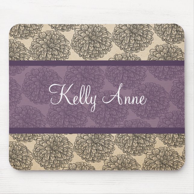 Purple Vintage Zinnia Mousepad (Frente)