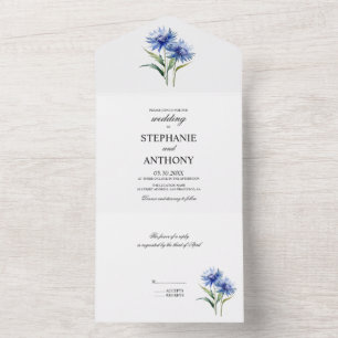 Purple Watercolor Cornflower WIldflower Wedding Al