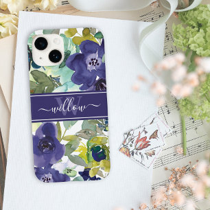 Purple Watercolor Floral Name Monograma