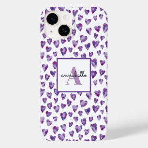 Purple Watercolor Love Heart Monograma