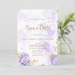 Purple Watercolor Salve o Cartão de Data