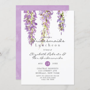 Purple Wisteria Bridesmaids Luncheies Invites
