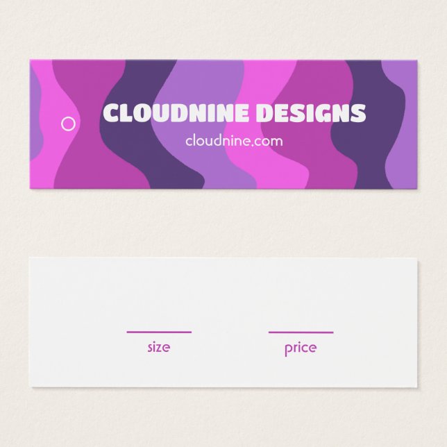 PurplePink Stripe Clothing Size Price Hangtag Card (Frente & Verso)