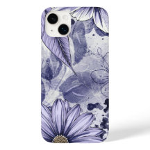 Púrpura Flor Folha de Água Desenho de Aquarela