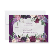 Púrpura Floral Casamento Rsvp Inserção