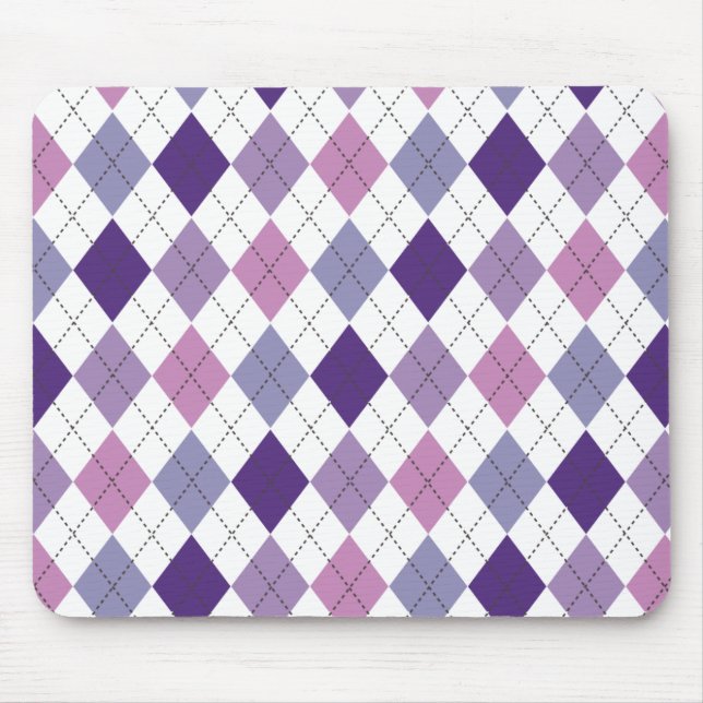 Púrpura, Lilac e Pink Argyle Preppy Mousepad (Frente)