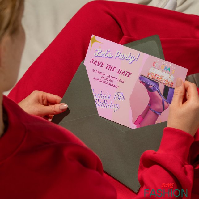 Púrpura Rosa B Quinceanera Salve O Cartão De Data (#ordernow)